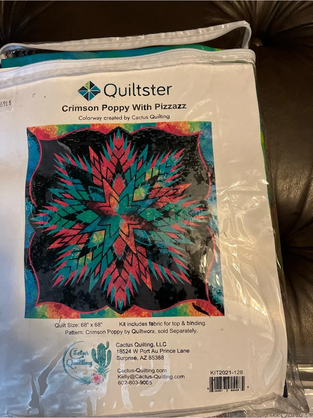 Crimson Poppy With Pizzazz Quilt Kit - Teal, Pink, Black